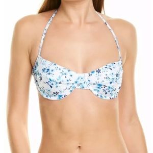 Shoshanna Blue Floral Bra Swim Bikini Top B Cup
